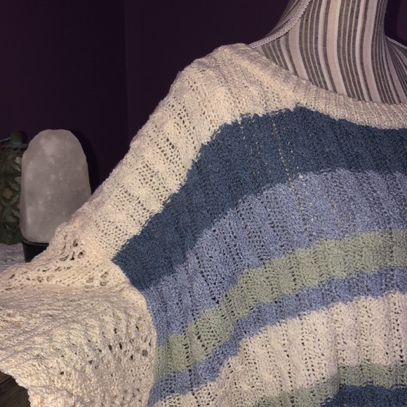 POL Oversized Stripe Crochet Bell Sleeve Sweater - Picture 4 of 10